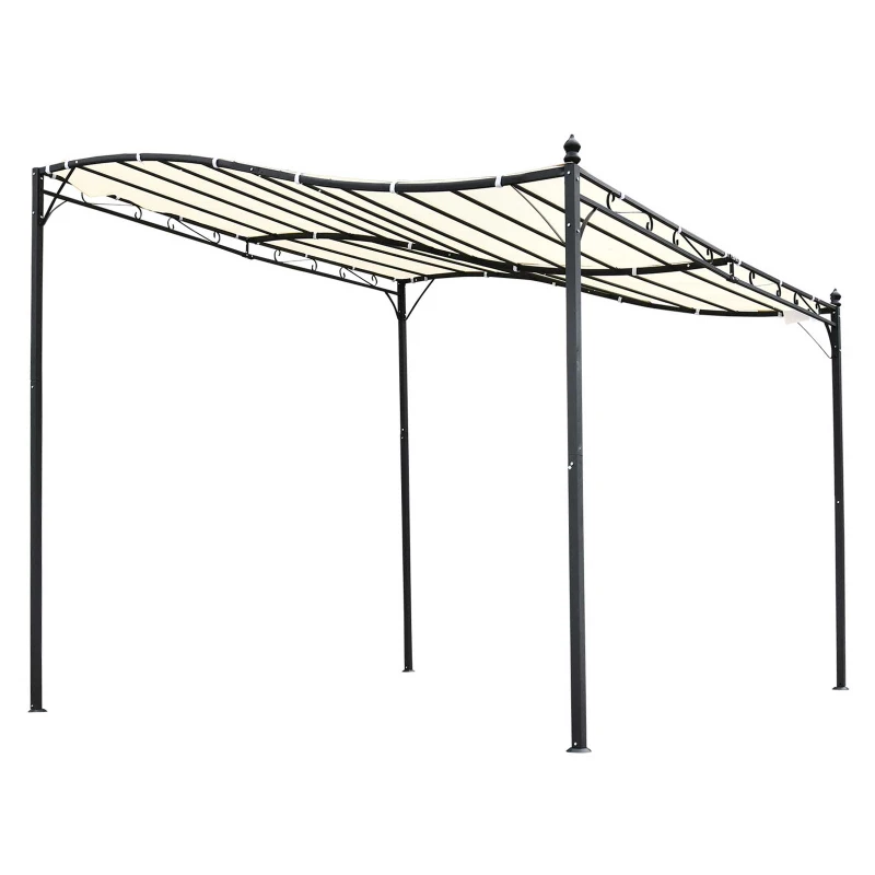 Outsunny 10' x 10' Steel Outdoor Pergola Gazebo, Patio Canopy with Weather-Resistant Fabric and Drainage Holes for Backyard, Deck, Garden, Cream White
