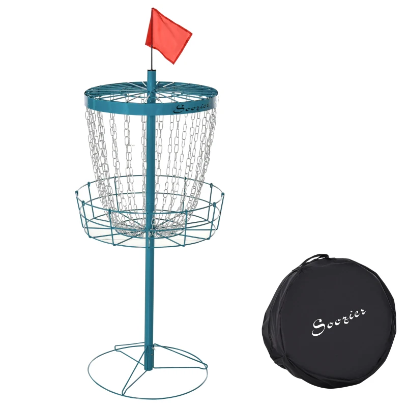 Soozier Portable Disc Golf Basket Target with 24-Chain, Travel Bag, Blue