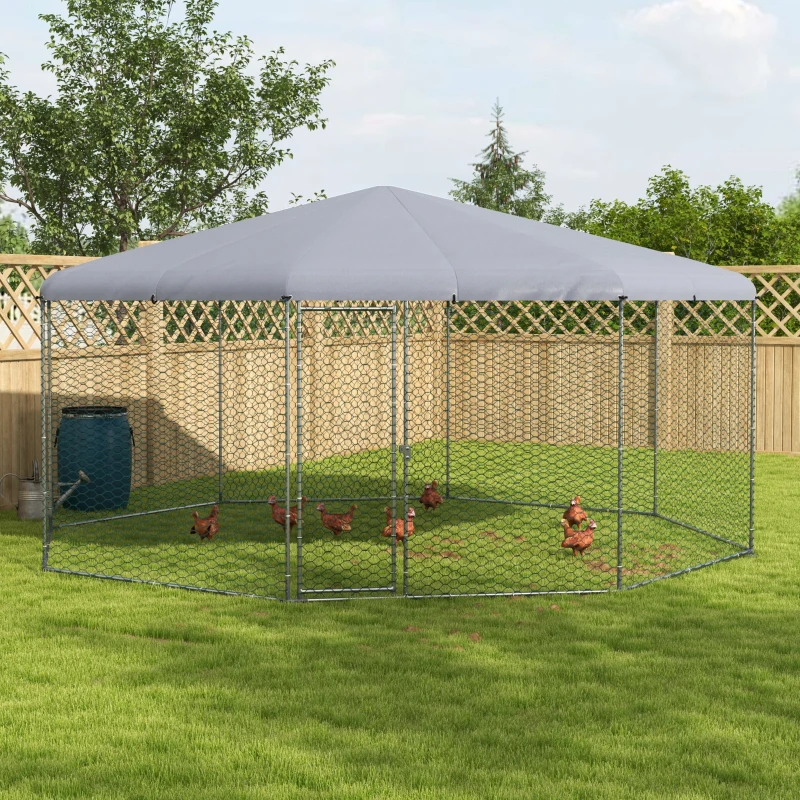 PawHut 17.1 ft x 15.7 ft Chicken Run for 19-25 Chickens with Cover