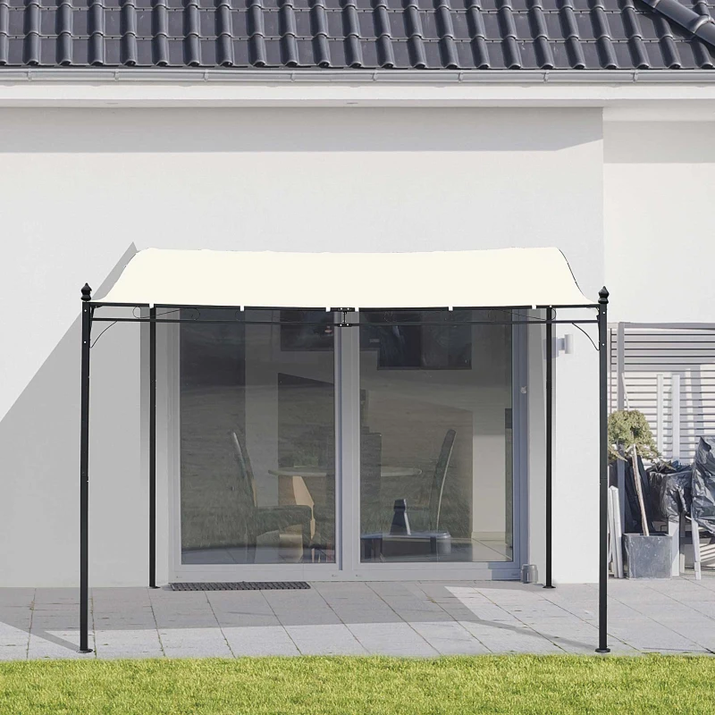 Outsunny 10' x 10' Steel Outdoor Pergola Gazebo, Patio Canopy with Weather-Resistant Fabric and Drainage Holes for Backyard, Deck, Garden, Cream White