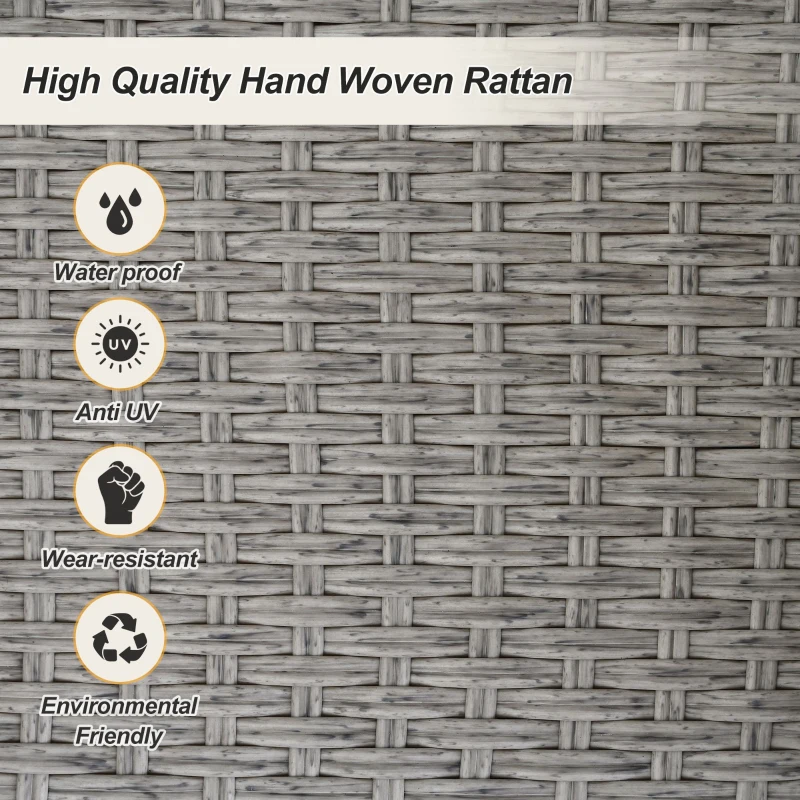 51.9" 2-Person Hanging Seat with Cushions, Rattan Woven Swing Chair with Cushions and Adjustable Ropes, Waterproof and Sun-Resistant, 500 LBS Capacity, Gray