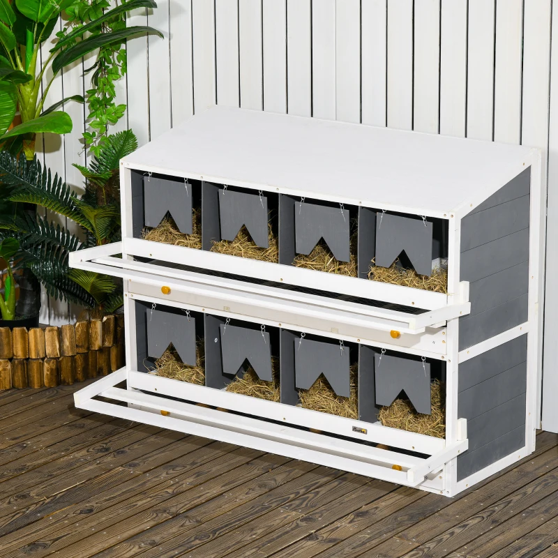PawHut Chicken Nesting Boxes, 8 Compartments with 2 Egg Collection Trays, Easy Assembly, Perfect for Poultry Enthusiasts