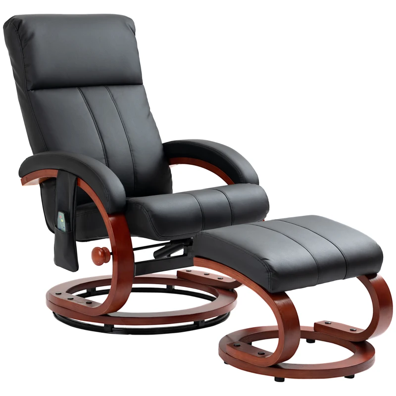 HOMCOM Vibration Recliner Chair with Ottoman and Remote, 10 Vibration Point, Black