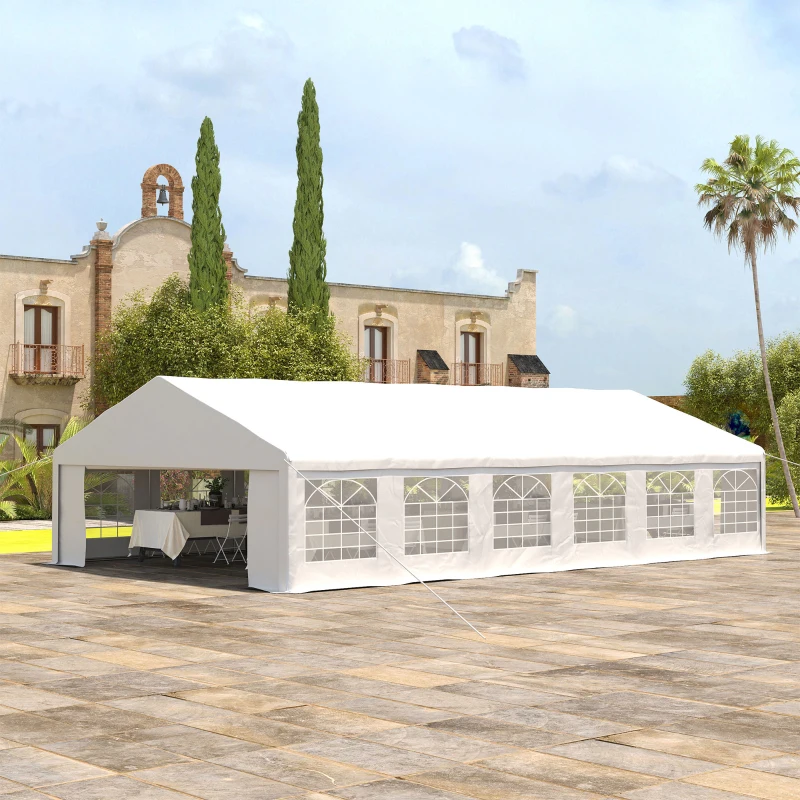 Outsunny 23' x 39' Heavy Duty Party Tent & Carport with Removable Sidewalls and Double Doors, Large Canopy Tent, Sun Shade Shelter, for Parties, Wedding, Outdoor Events, BBQ, White