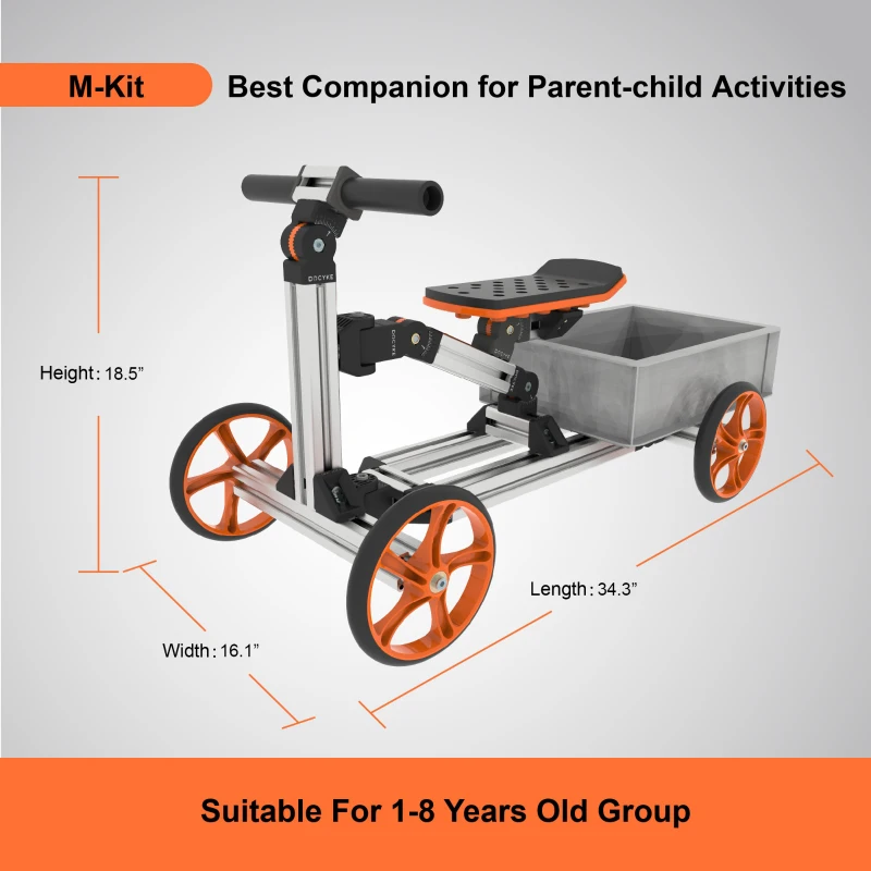 20-in-1 Buildable Kit, Kids Balance Bike and Sit/Stand Scooter, No Pedal Toy for Ages 1-6, Safe and Eco-Friendly Materials, 34.25"x16.14"x18.50", Silver