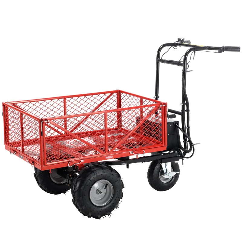 Electric Wheelbarrow Utility Cart, 48V 500W Motor, 500lbs Capacity, 1000lbs Towing, Brushless Motor, Adjustable Speed, 54.72"x23.23"x38.58", Red