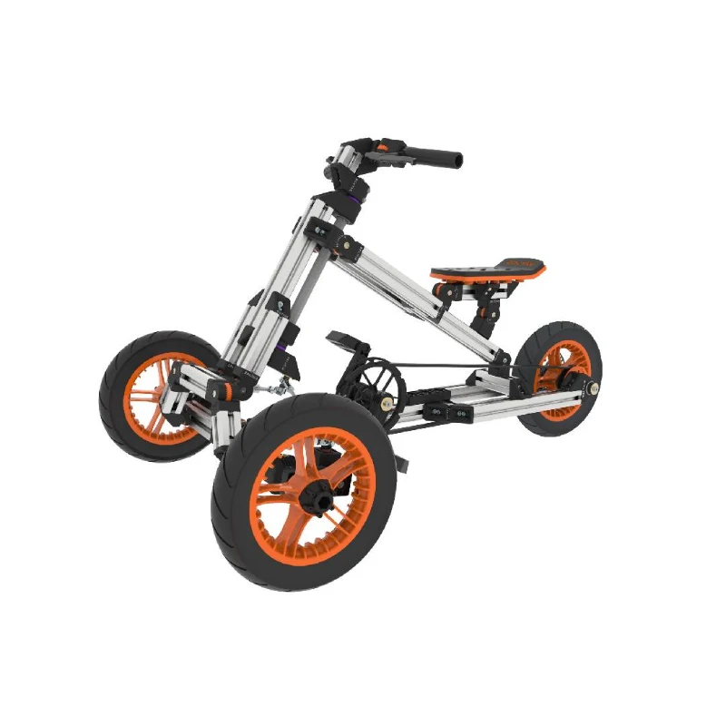 Buildable Kit 20 in 1 Kids Go Kart Set, Suitable for Ages 1-8, Two/Three Wheel Bike, Go Kart, Sit/Stand Scooter, 49.21"x38.58"x25.59", Silver