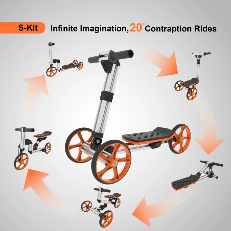 20-in-1 Kids Balance Bike and Scooter Kit, Constructible Engineering Building Set for Ages 1-4, Safe and Eco-Friendly Materials, 28.74"x12.99"x20.87", Silver