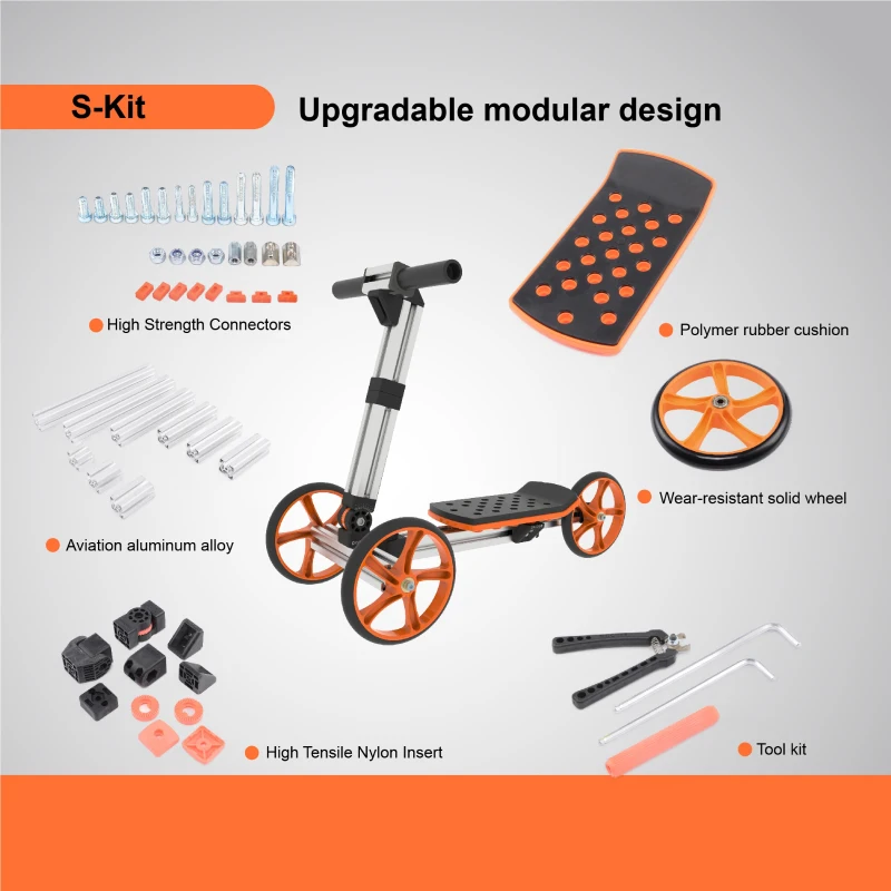20-in-1 Kids Balance Bike and Scooter Kit, Constructible Engineering Building Set for Ages 1-4, Safe and Eco-Friendly Materials, 28.74"x12.99"x20.87", Silver