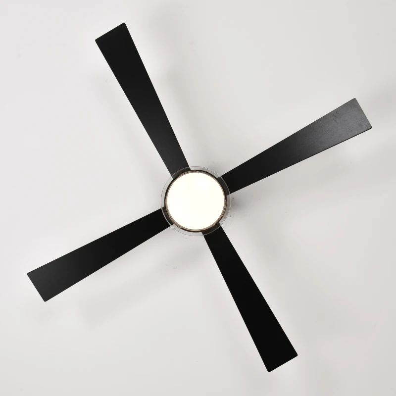 48" Fandelier Ceiling Fan with Lights and Remote, Low Profile Flush Mount, 3000K-6500K Dimmable LED, 6 Speed Settings, Dual Finish Blades, Matte Black