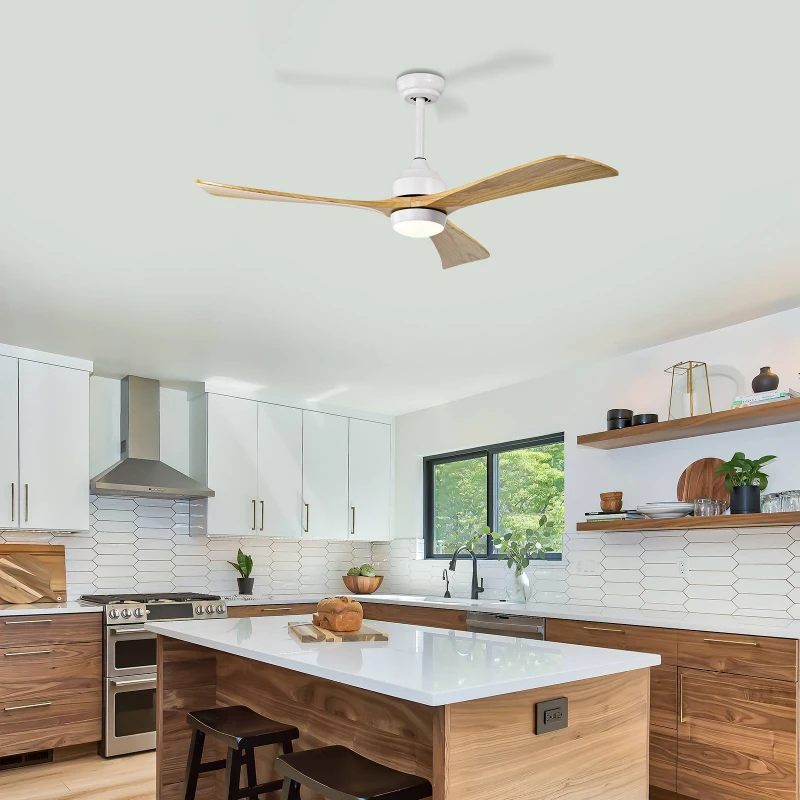 52" Ceiling Fan with Lights and Remote Control, Quiet DC Motor, 6 Speed Levels, Reversible Blades, for Patio, Living Room, Bedroom, Office, White