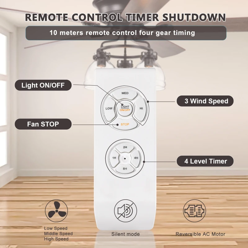 52-Inch Farmhouse Ceiling Fan with Light Kit and Remote, 5-Blade Reversible Motor, Dual Mount Compatible, Matte Black