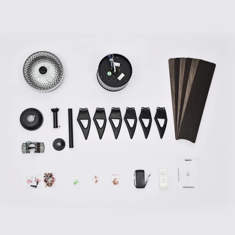 52 Inch Indoor Modern LED Ceiling Fan with Light, Remote Control, Reversible 6 Blades, Quiet Motor, Matte Black