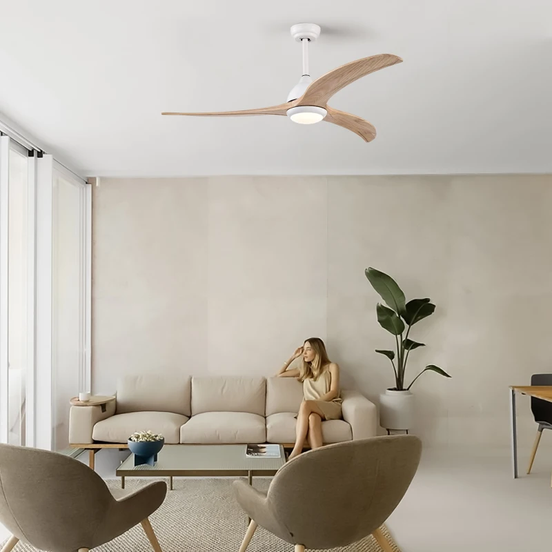 52" Ceiling Fan with Light and Remote Control, Noiseless Reversible Motor, 6 Speeds, 3 Color Options, Indoor/Outdoor Use, Matte White