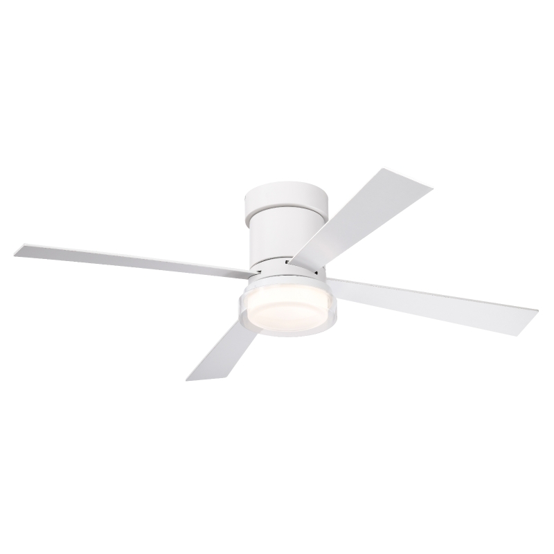 48" Fandelier Ceiling Fan with Lights and Remote, Low Profile Flush Mount, 3000K-6500K Dimmable LED, 6 Speed Settings, Dual Finish Blades, Matte White