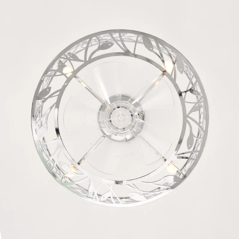 18" Industrial Style Ceiling Fan with Light, 5 Blades, Remote Control, Reversible Motor, Adjustable Speeds, Easy Installation, Chrome