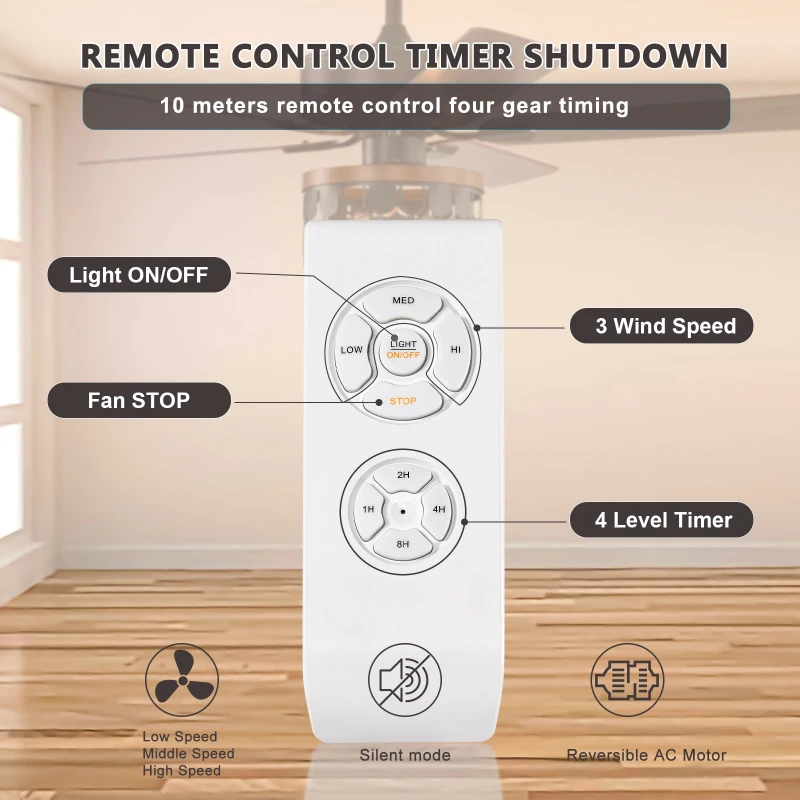 52" Ceiling Fan with Remote Control, 5 Plywood Blades, 3-Speed Reversible Motor, and Quick Install Mounting Bracket, Matte Black