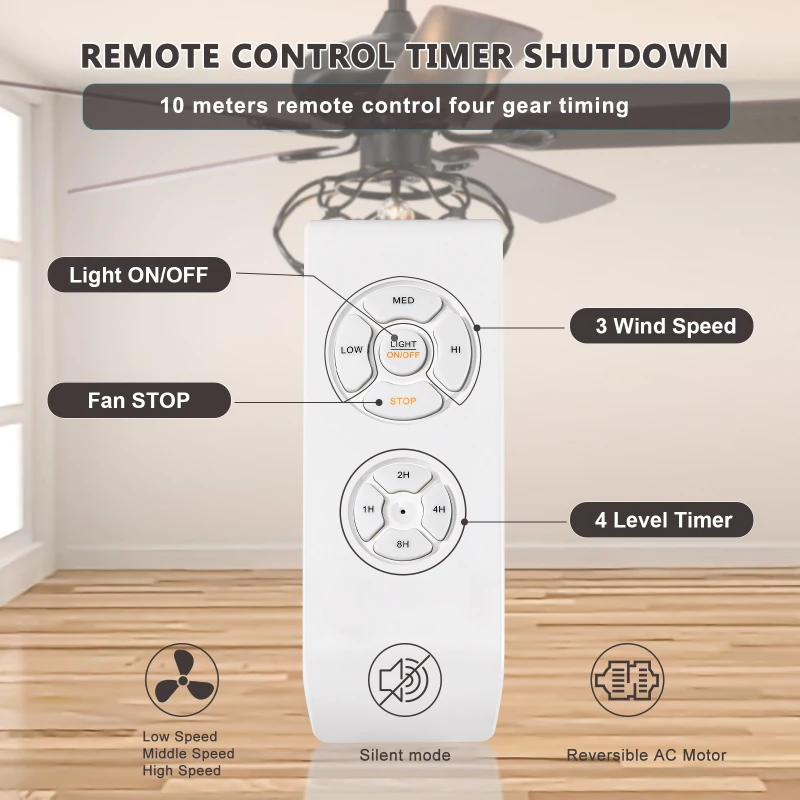 Low Profile Ceiling Fan with Lights, 52-Inch Dark Wood Blades, Remote Control, Reversible Motor, Dual Mount Compatible, Matte Black