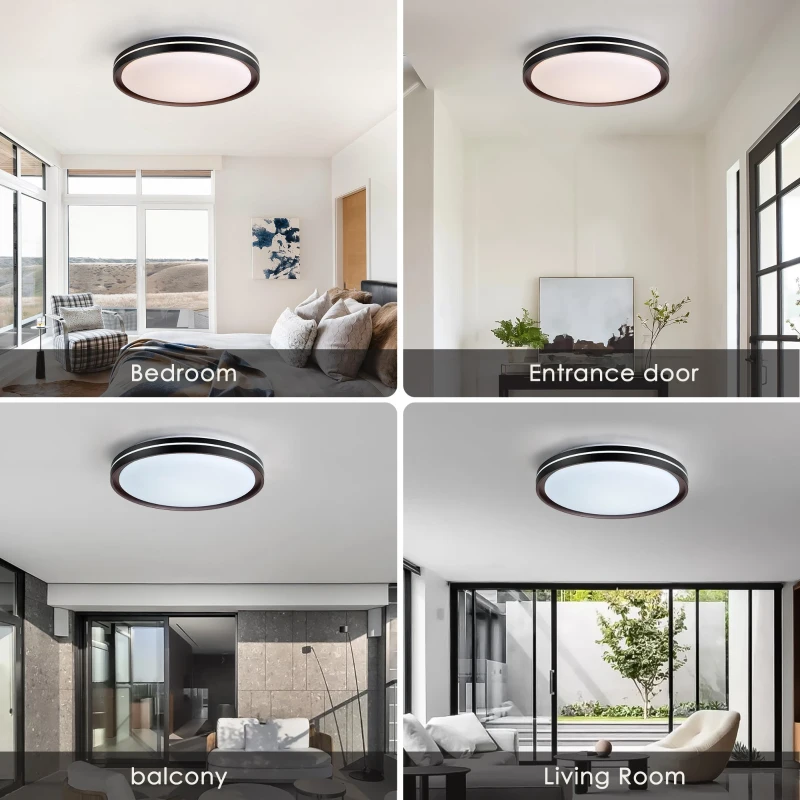 15.75in LED Modern Flush Mount Ceiling Light Fixture, 24W 2400LM, 5 CCT Colors, Dimmable Modern Light for Bedroom, Bathroom, Hallway, Black White
