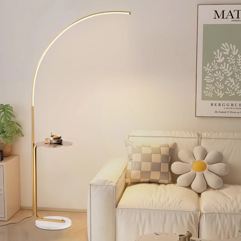 12W LED Floor Lamp with Convenient Pedal Switch, Tall Industrial Standing Lamp, Energy-Saving LED for Bedroom, Office, Gold