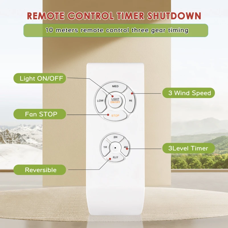 20" Ceiling Fan with Light Kit, 5 ABS Blades, Remote Control, Reversible Motor, Downrod Mount, E12 Standard Base, Antique brown