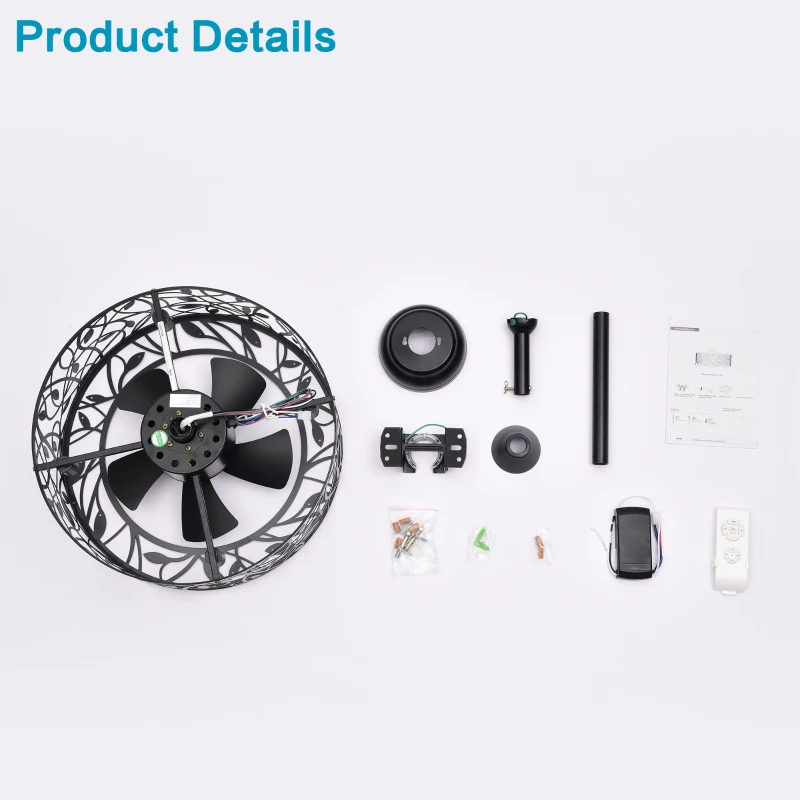 18" Industrial Style Ceiling Fan with 5 Blades, 3-Speed Adjustable, Remote Control, and Reversible Motor for Living Room, Bedroom, Kitchen, Matte Black