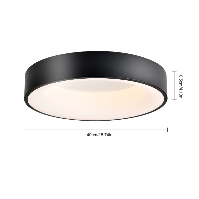 15.75" Semi Flush Mount Ceiling Light Fixture with Acrylic Shade, Modern Farmhouse LED, 3000K, 36W Energy-Saving for Kitchen, Hallway, Bathroom, Black