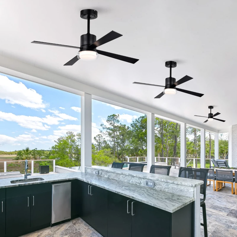 48" Fandelier Ceiling Fan with Lights and Remote, Low Profile Flush Mount, 3000K-6500K Dimmable LED, 6 Speed Settings, Dual Finish Blades, Matte Black