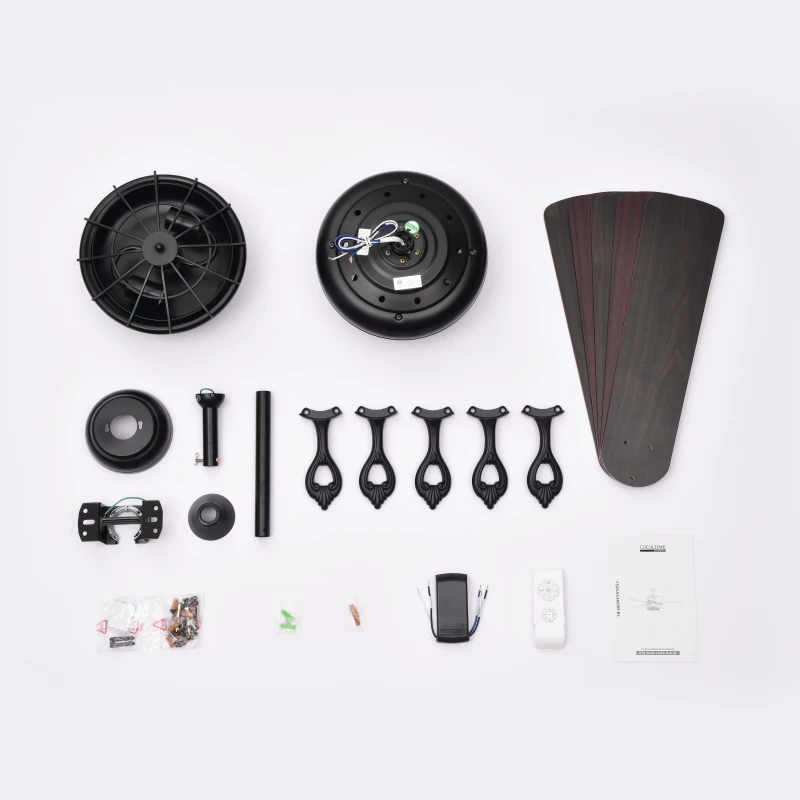 52" Farmhouse Ceiling Fan with Remote, Dual Finish Blades, Industrial Fandelier, 3-Speeds, Reversible Direction, for Living Room, Bedroom, Patio, Matte Black