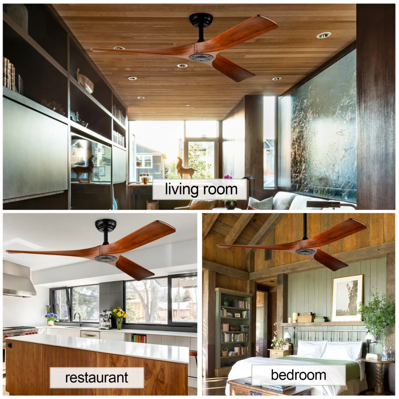 52" Ceiling Fan with Remote Control, Modern Reversible DC Motor, 3 Blades for Indoor/Outdoor Use, Quiet and Energy-Saving, Matte Black