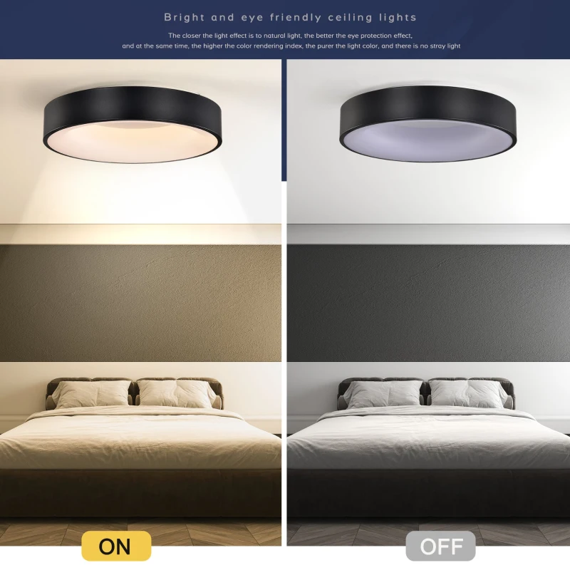 15.75" Semi Flush Mount Ceiling Light Fixture with Acrylic Shade, Modern Farmhouse LED, 3000K, 36W Energy-Saving for Kitchen, Hallway, Bathroom, Black