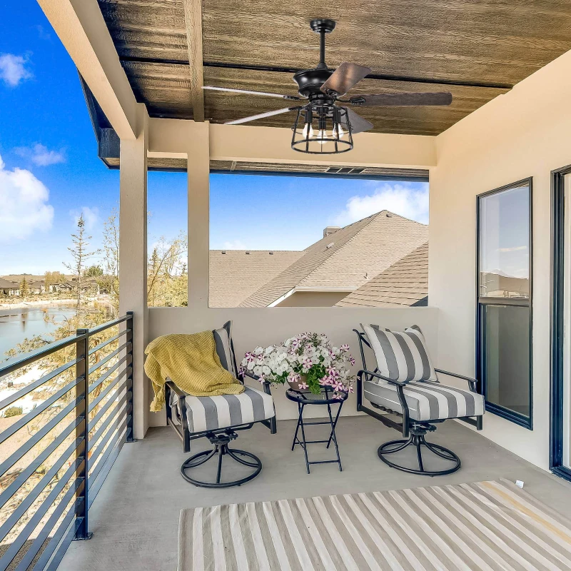 52'' Farmhouse Ceiling Fan with Lights, Industrial Cage Design, Remote Control, Reversible AC Motor for Indoor/Outdoor Use, 3-Speed Settings, Matte Black