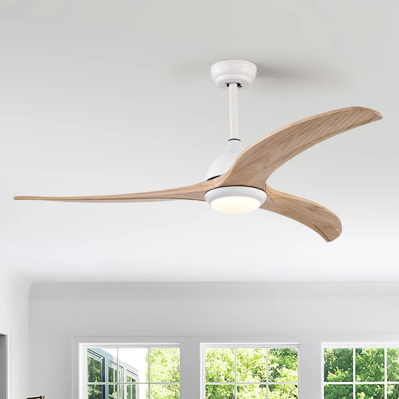 52" Ceiling Fan with Light and Remote Control, Noiseless Reversible Motor, 6 Speeds, 3 Color Options, Indoor/Outdoor Use, Matte White