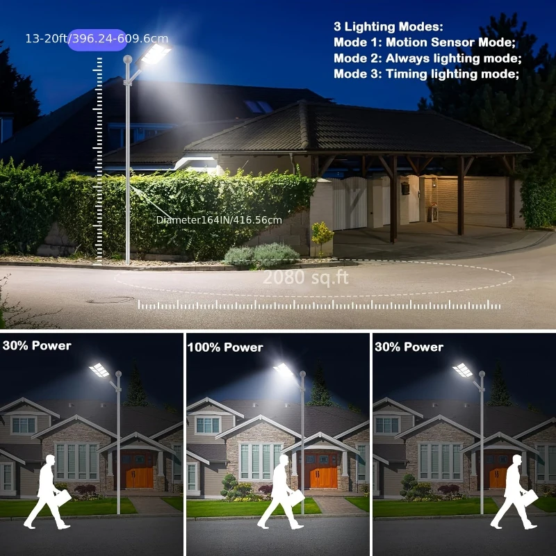 Solar Street Lights Outdoor with 800pcs Super Bright LED Beads, Dusk to Dawn Motion Sensor Security Flood Lights for Parking Lot, Basketball Court, Playground, Black+Blue