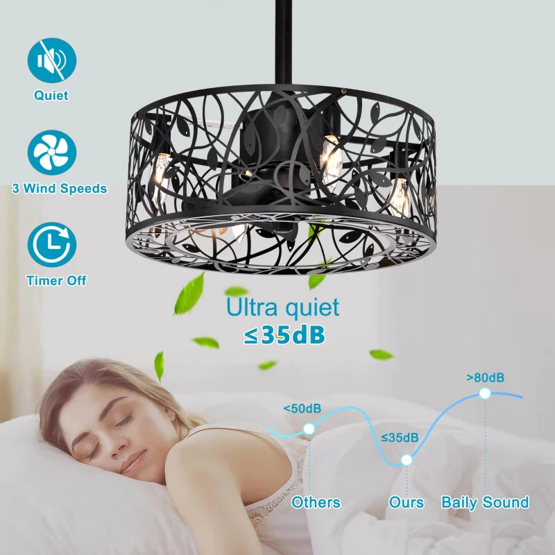 18" Industrial Style Ceiling Fan with 5 Blades, 3-Speed Adjustable, Remote Control, and Reversible Motor for Living Room, Bedroom, Kitchen, Matte Black