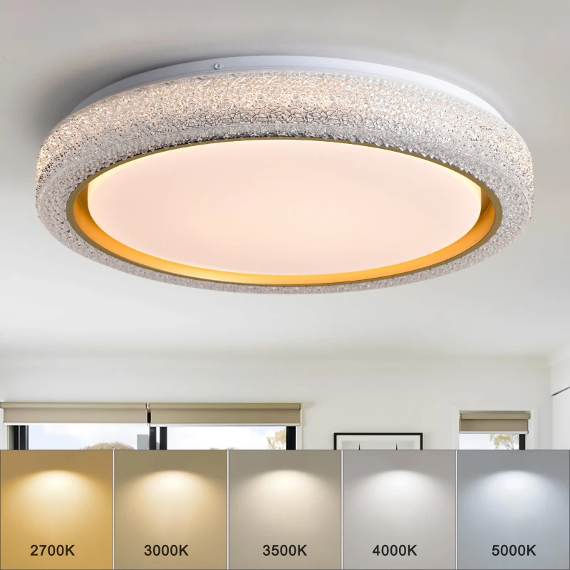 LED Flush Mount Ceiling Light Fixture with 5 CCT Colors, 19.69in 36W 3600LM, Dimmable Modern Light for Bedroom Bathroom Hallway, White