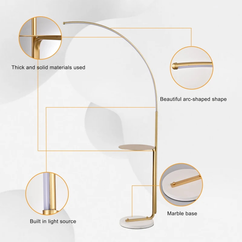 12W LED Floor Lamp with Convenient Pedal Switch, Tall Industrial Standing Lamp, Energy-Saving LED for Bedroom, Office, Gold