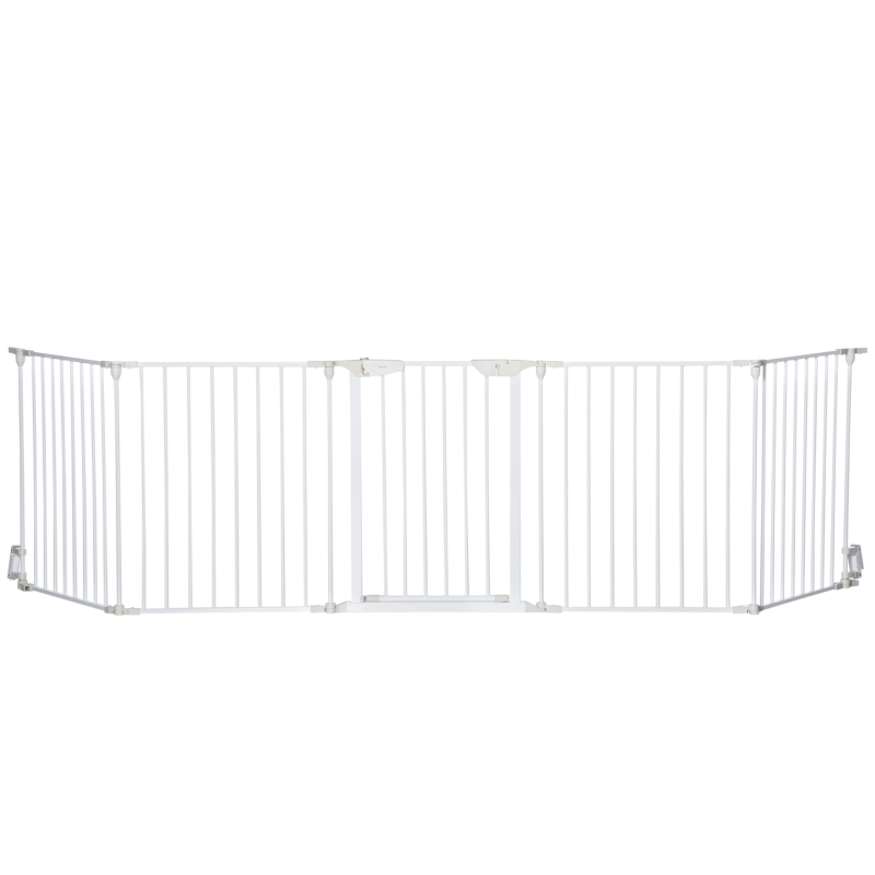 PawHut Foldable Dog Playpen Indoor for Small Medium Dogs with Door, for Stairway, Doorway, Hallway, White