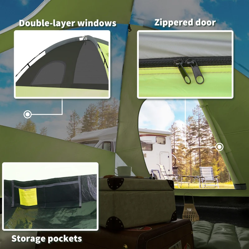 Outsunny 3- Person Family Dome Tent with Removable Rain Fly, Waterproof Camping Tent for Backpacking Hiking Outdoor with Carry Bag, Yellow and Grey