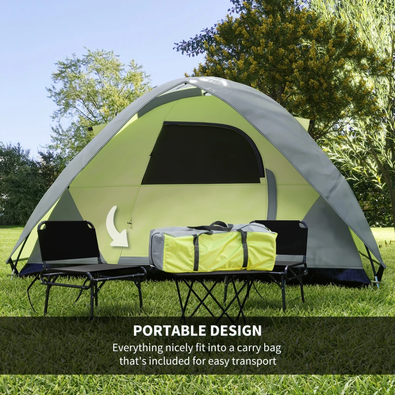 Outsunny 3- Person Family Dome Tent with Removable Rain Fly, Waterproof Camping Tent for Backpacking Hiking Outdoor with Carry Bag, Yellow and Grey
