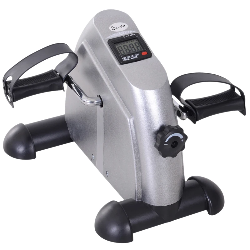 Soozier Portable Mini Pedal Exercise Bike Indoor Cycle Fitness Arm Leg w/ LCD Display, Silver