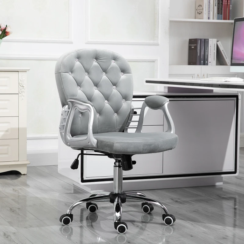 Vinsetto Office Chair, Comfortable Computer Desk Chair with Padded Seat and Adjustable Height, Tufted Back, Grey