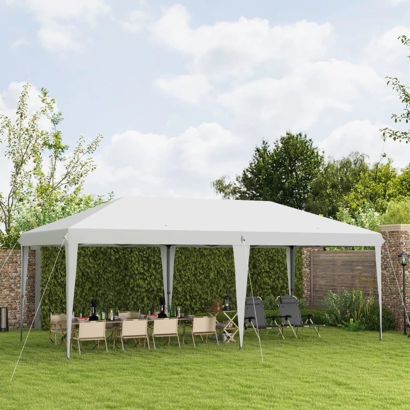Outsunny 10' x 20' Pop Up Canopy Outdoor Gazebo Party Tent with Carrying Bag, White