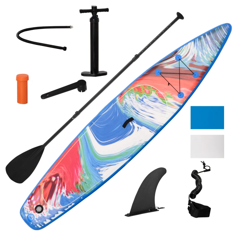 Outsunny Inflatable Paddle Board, Stand Up Paddle Board Adjustable Aluminum Paddle Non-Slip Deck Colorful Spray-painting Board w/ ISUP Accessories, Carry Bag, 11'9'' x 30" x 6"