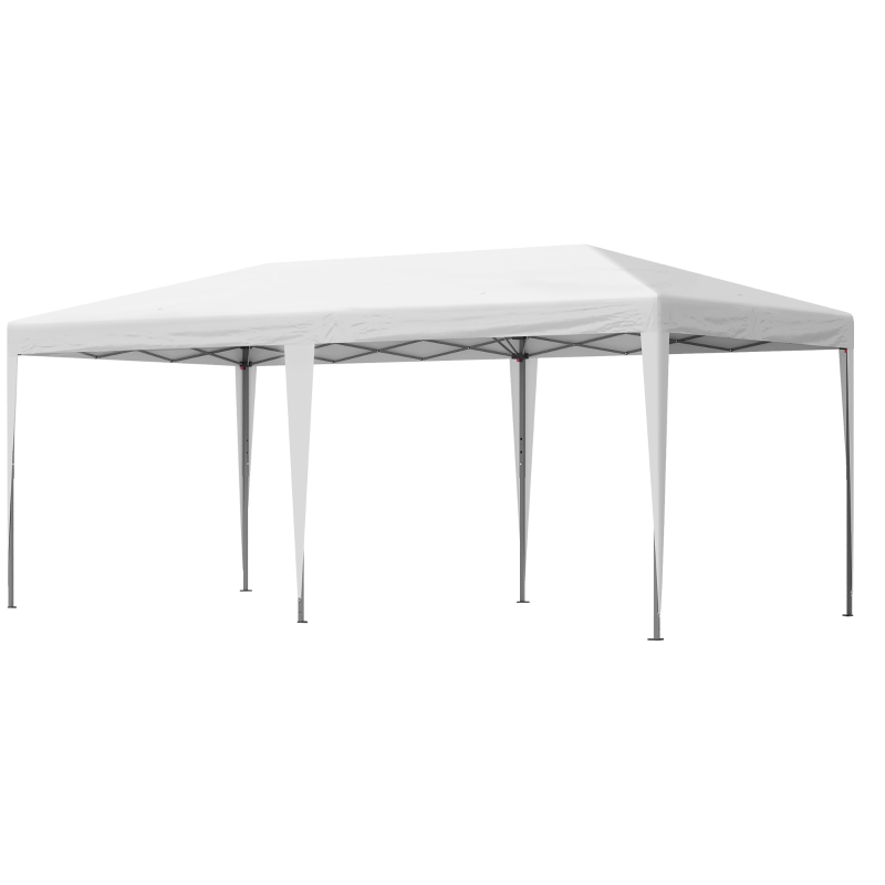 Outsunny 10' x 20' Pop Up Canopy Outdoor Gazebo Party Tent with Carrying Bag, White