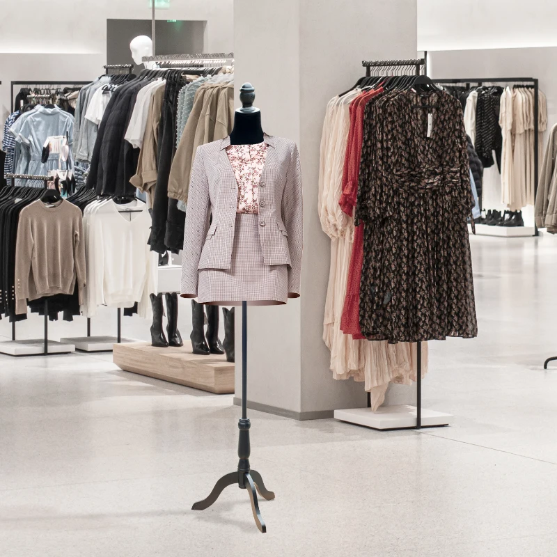 HOMCOM Female Fashion Mannequin Dress Form Torso Dressmaker Stand Clothing Display w/ Base (Black)