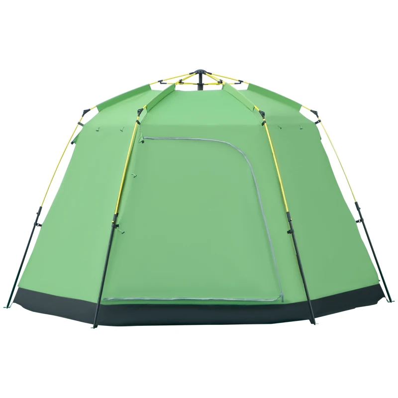 Outsunny 6 People Instant Automatic Camping Tent, 2-Tier Fabric Backpacking Tent with 4 Windows 2 Doors Portable Carry Bag for Fishing Hiking, Green