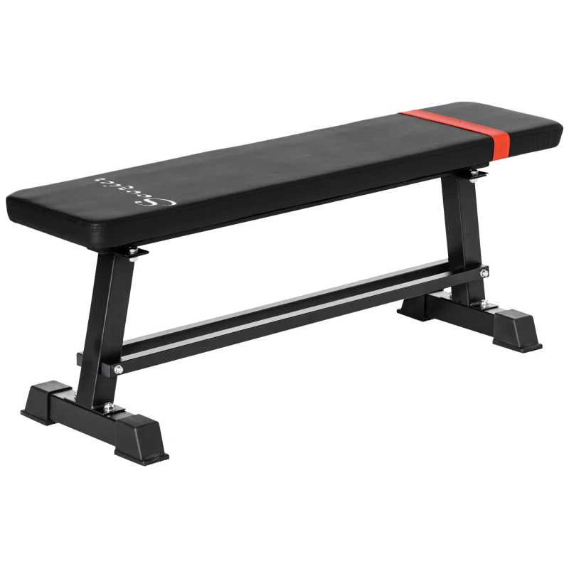 Soozier Flat Weight Bench with Dumbbell Rack, Padded Seat and Anti-slip Foot Pads for Home Gym Workout