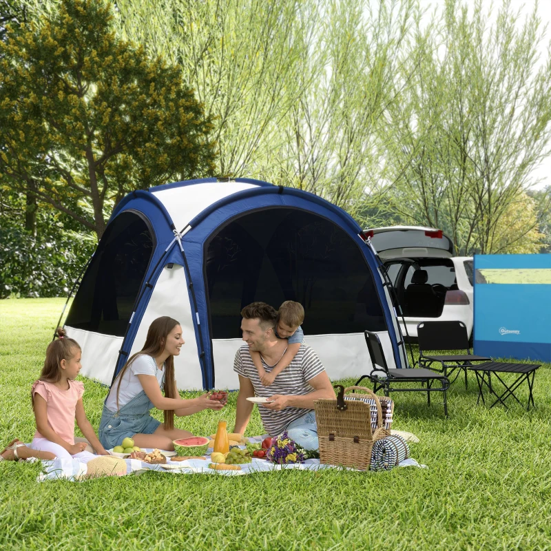 Outsunny 8 Person Dome Tent, Camping Tent with 4 Doors, Lamp Hook, Carry Bag, White