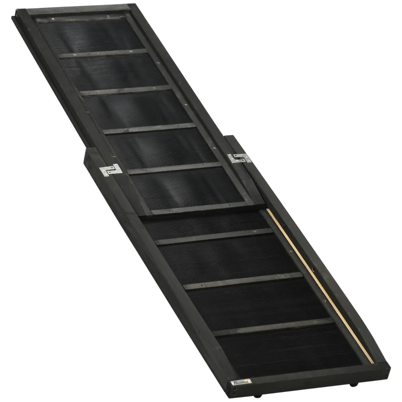 PawHut Folding Dog Ramp, 65 Inches Portable Pet Ramp with Carry Handle, Non-Slip Rubber Ramp for Cars Trucks and SUVs, Black